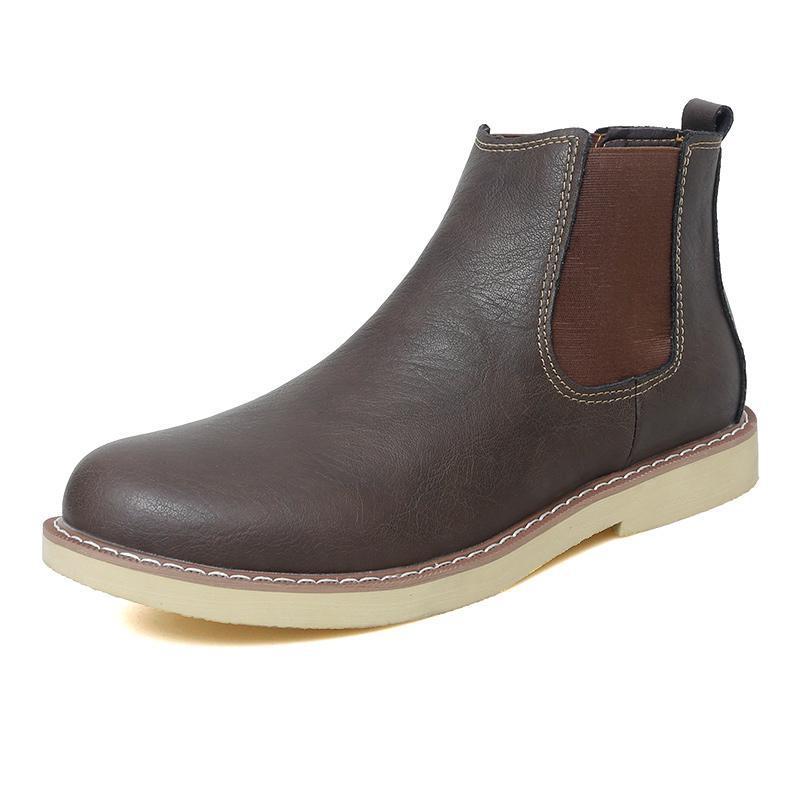 Men's British-Style High-Top Martin Boots, Retro Mid-Cut Shoes