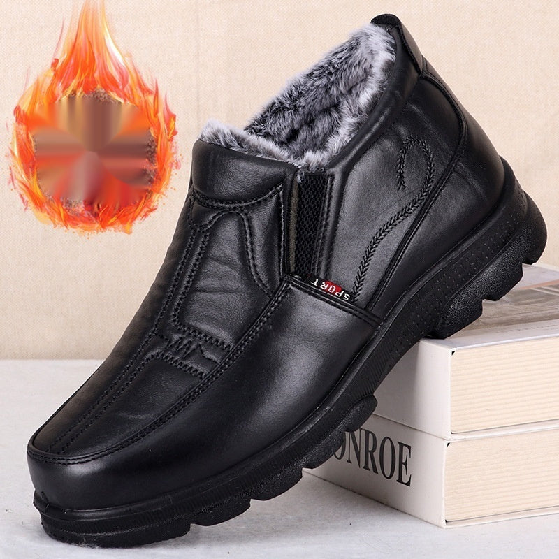 Thick Warm Winter Cotton Boots for Elderly, Made with Polyurethane