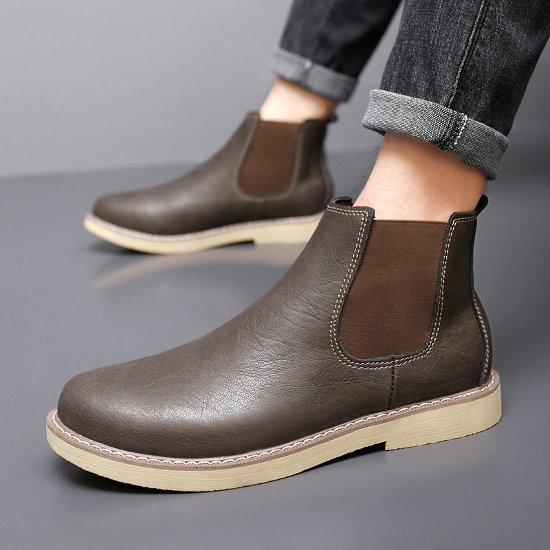 Men's British-Style High-Top Martin Boots, Retro Mid-Cut Shoes