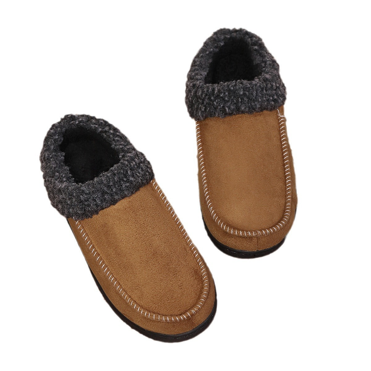 Thickened Autumn and Winter Indoor Cotton Slippers – Half-Covered Heel for Home Use