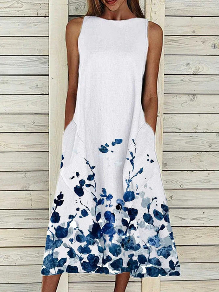 Printed Sleeveless Dress Cool And Loose Plus Size Long Dress