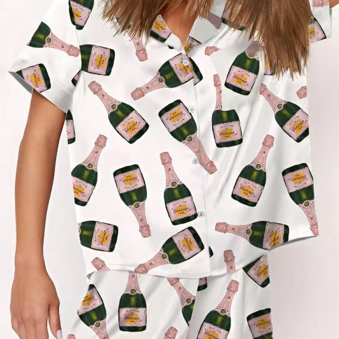 Creative Beer Print Casual Short-sleeved Shorts Home Wear Suit