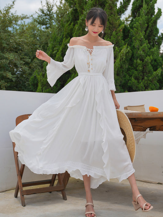 One shoulder bohemian dress