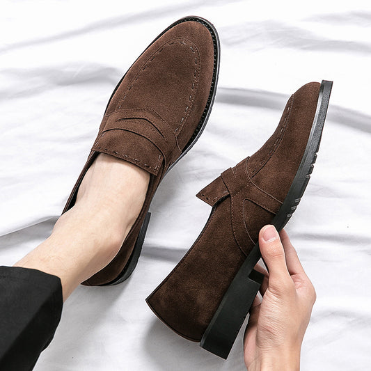 Men's British-Style Pointed Casual Suede Shoes