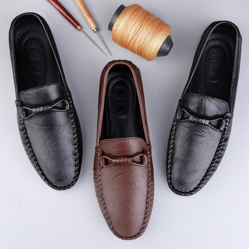 British-Style Slip-On Men's Casual Leather Shoes