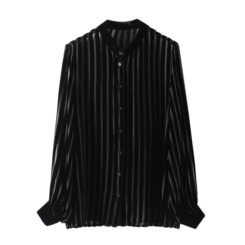 Spring Silk Blended Velvet Shirt