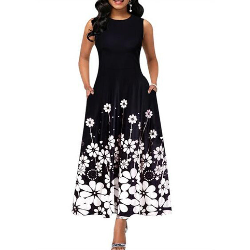 Pastoral Versatile Sleeveless Fashion Simple Printed Dress