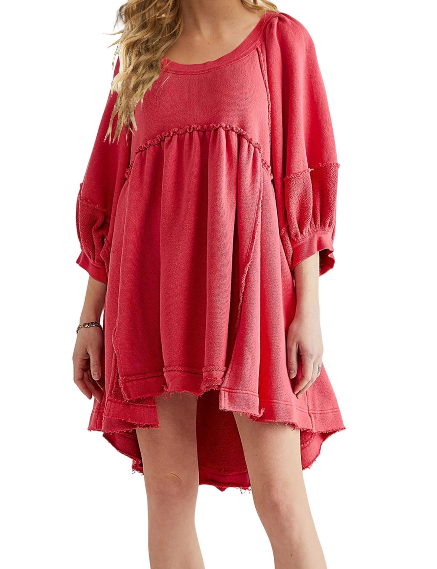 Female Autumn And Winter Round Neck Solid Color Loose-fitting Large Size Dress