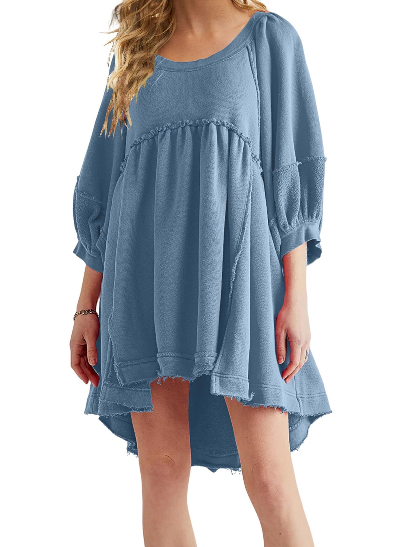 Female Autumn And Winter Round Neck Solid Color Loose-fitting Large Size Dress