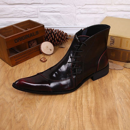 Light Luxury Korean Style Men's Pointed Leather Boots