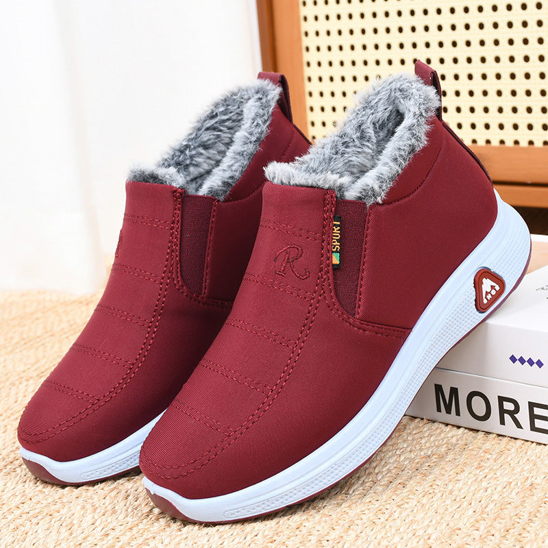 Winter Fleece-Lined Non-Slip Cotton-Padded Shoes for Middle-Aged and Elderly