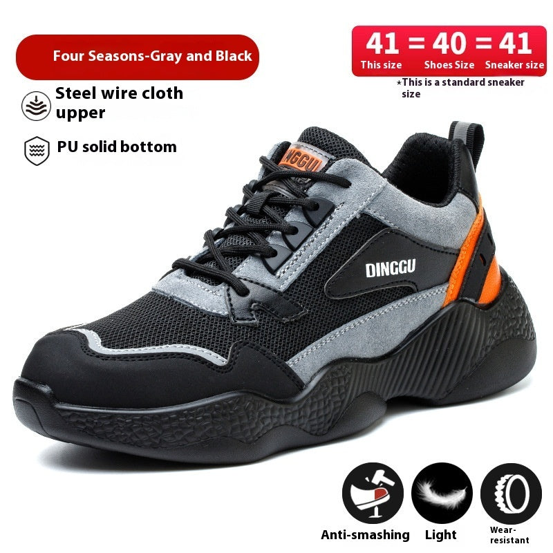 Men's Steel Toe Work Shoes, Lightweight & Durable, Anti-smashing and Anti-penetration