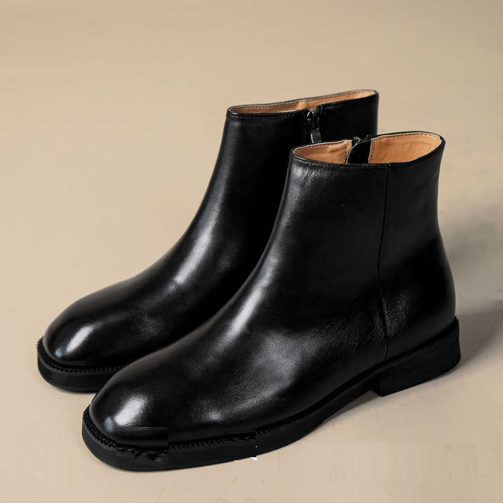 Men's Casual Square-Toe Leather High-Top Boots