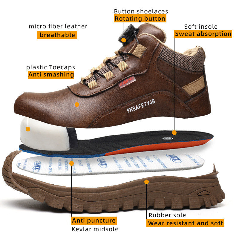 Men's Anti-Smashing, Anti-Penetration, Non-Slip Wearable Safety Shoes