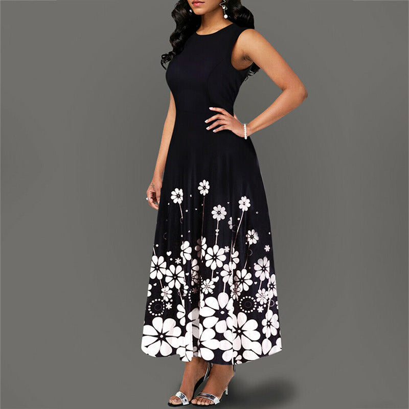 Pastoral Versatile Sleeveless Fashion Simple Printed Dress