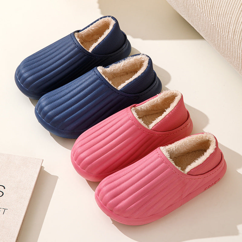 Men's Cotton Slippers – Waterproof, Heel Bag Design, Warm Indoor Home Shoes