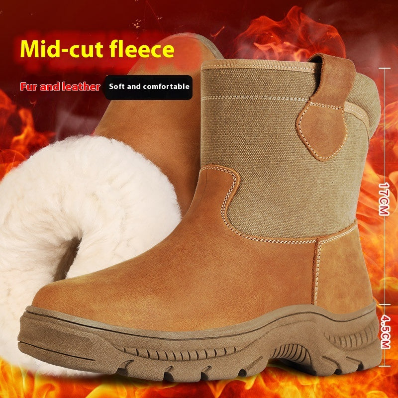 Warm Fur Integrated Wool Boots, Waterproof Non-Slip Platform Cotton Shoes