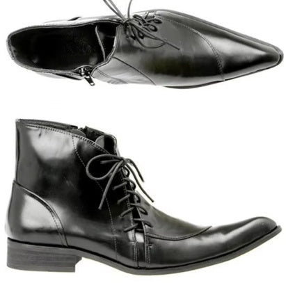 Korean-Style British Leather Pointed Boots for Men, Fashionable and Breathable