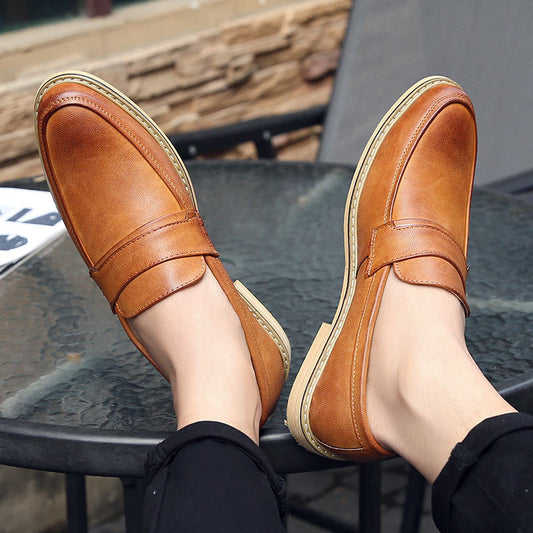 Men's Slip-on Leather Shoes for Business and Formal Wear, Gentleman Style