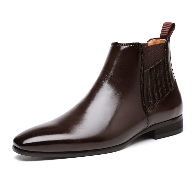 Men's Pointed-Toe Martin Boots, British Style High-Top Design for Business and Formal Wear