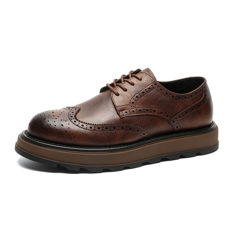 Carved Leather Business Casual Shoes for Commuting