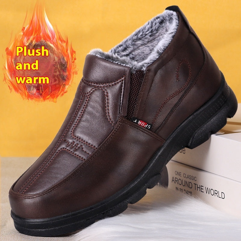 Thick Warm Winter Cotton Boots for Elderly, Made with Polyurethane