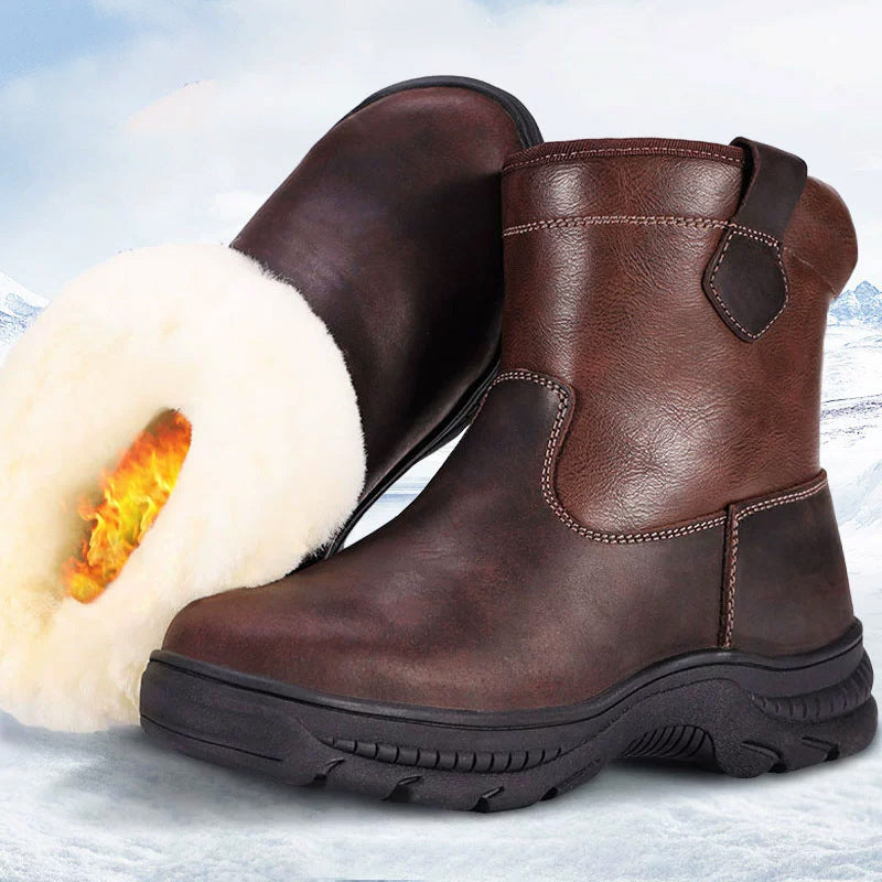 Warm Fur Integrated Wool Boots, Waterproof Non-Slip Platform Cotton Shoes