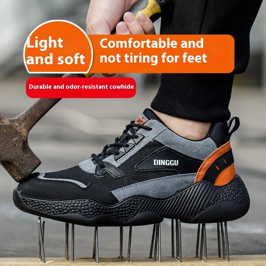 Men's Steel Toe Work Shoes, Lightweight & Durable, Anti-smashing and Anti-penetration