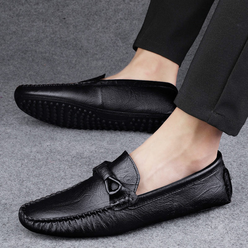 British-Style Slip-On Men's Casual Leather Shoes