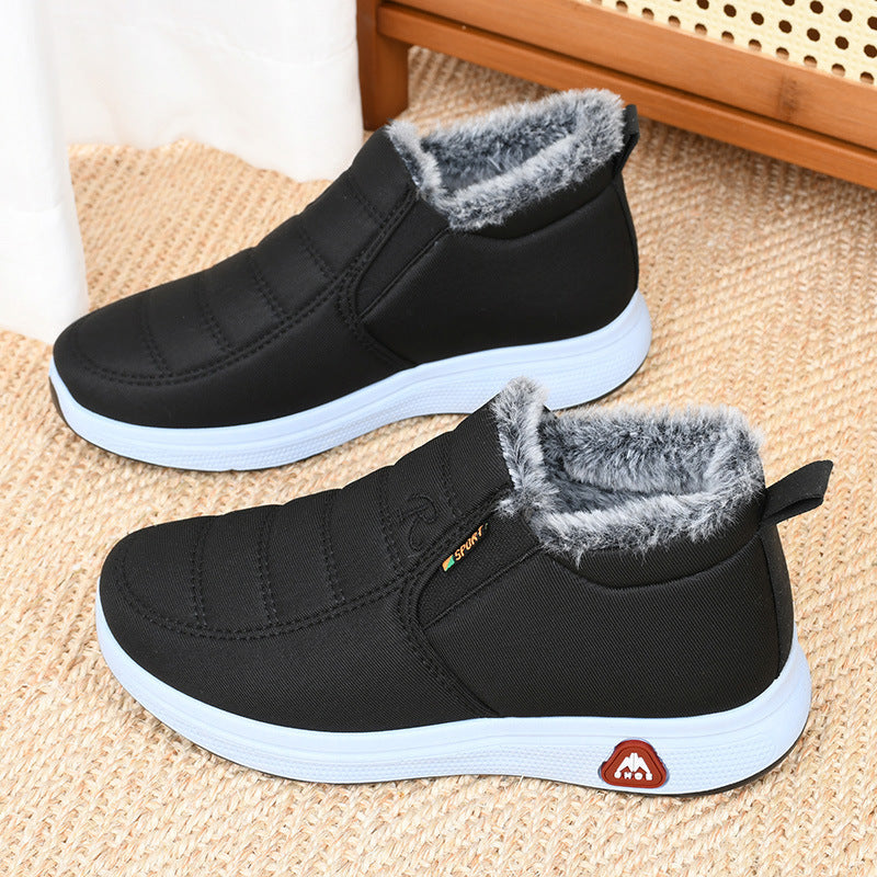 Winter Fleece-Lined Non-Slip Cotton-Padded Shoes for Middle-Aged and Elderly