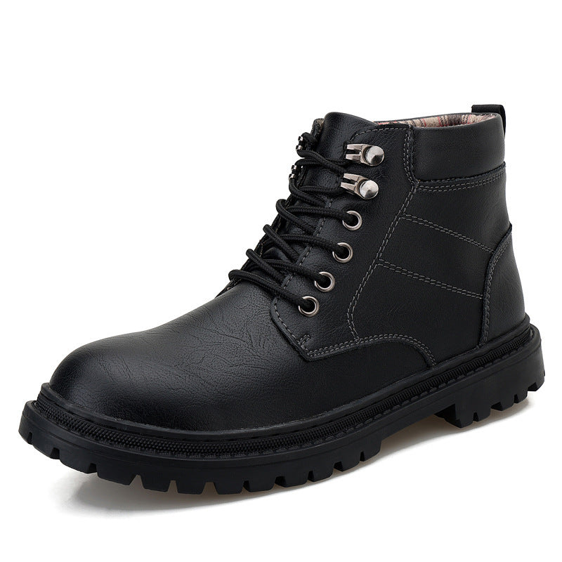 Men's Autumn Leisure Mid-Calf Tooling Boots, Non-Slip and Wear-Resistant Leather