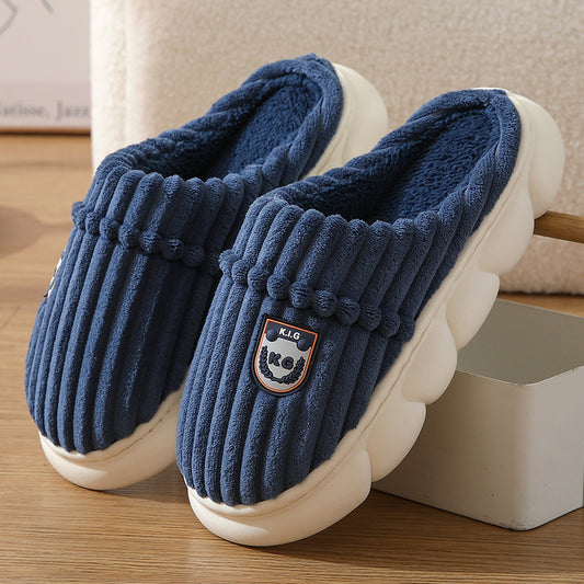 Winter Corduroy Plush Slippers, Non-slip Solid Color Home Shoes for Women and Men