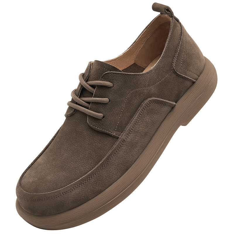 Men's Retro British Style Leather Lace-up Shoes with Pigskin Lining and Rubber Sole