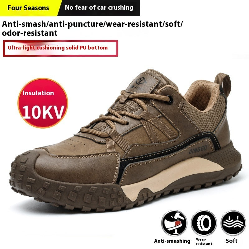 Men's Steel Toe Work Shoes, Lightweight & Durable, Anti-smashing and Anti-penetration