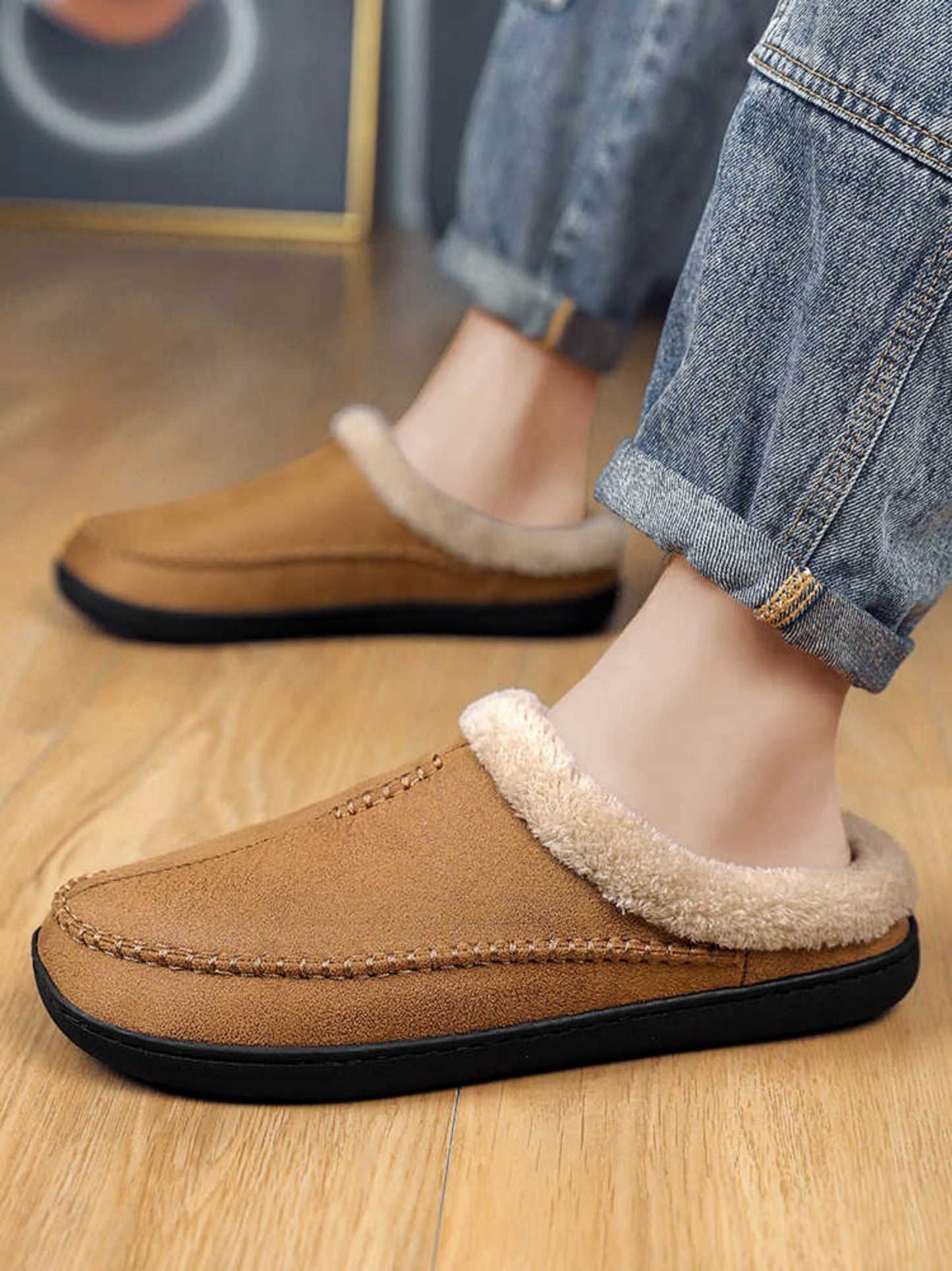 Men's Winter Cotton Slippers – Plus Size for Extra Comfort and Warmth