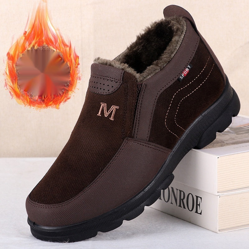 Thick Warm Winter Cotton Boots for Elderly, Made with Polyurethane