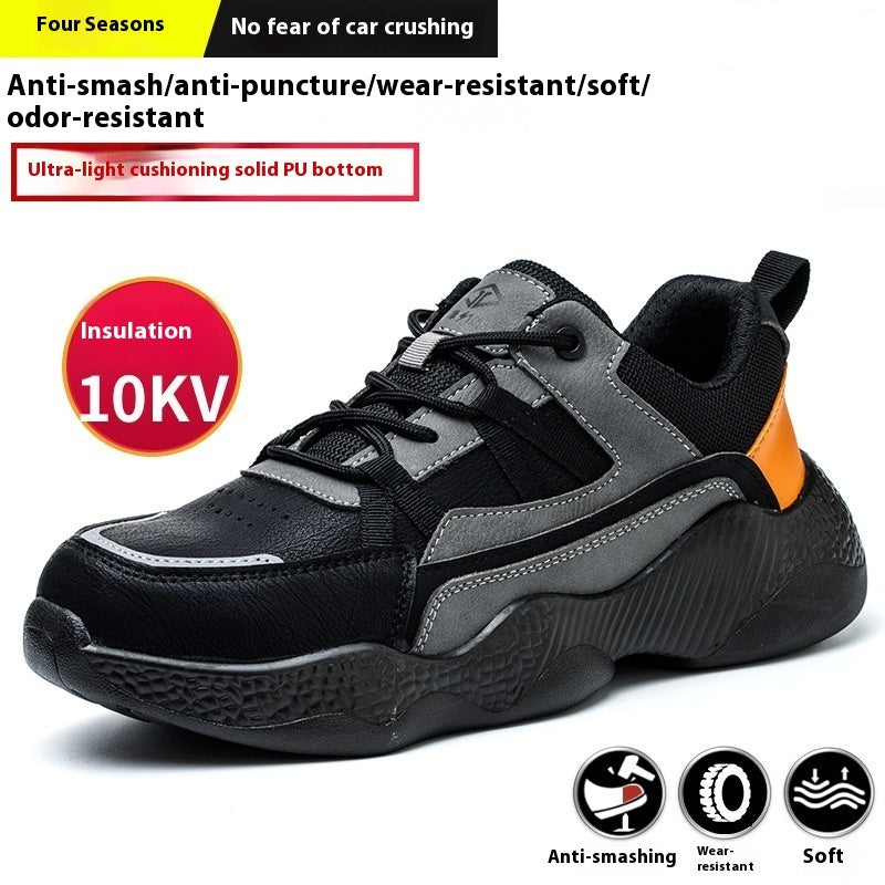 Men's Steel Toe Work Shoes, Lightweight & Durable, Anti-smashing and Anti-penetration