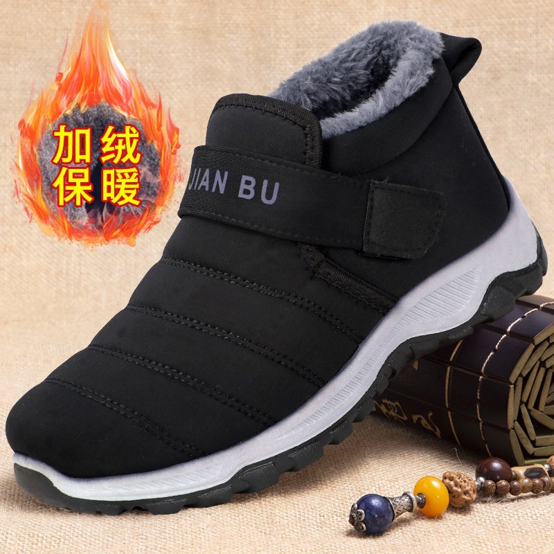 Men's Traditional Cotton Shoes, Fleece-Lined and Thickened for Warmth