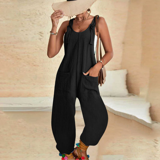 Women's Fashion Splicing Sling Jumpsuit