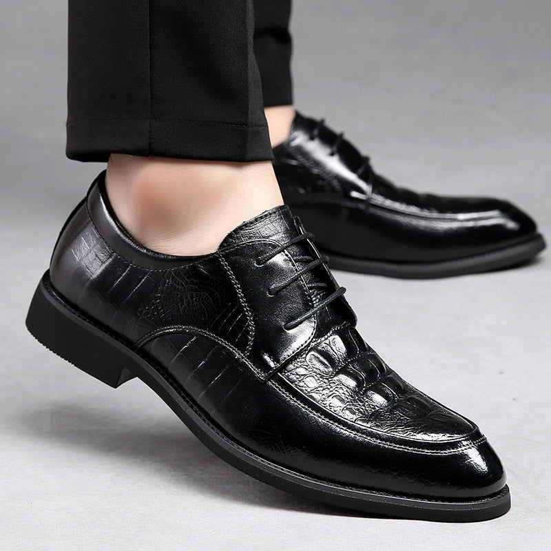 Men's Cowhide Korean-Style Leather Shoes – Pointed, Breathable, Small Size 36, for Business and Formal Wear