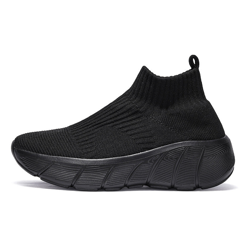 High-Top Slip-On Flying Woven Shoes for Couples, Casual Trendy Men's Footwear