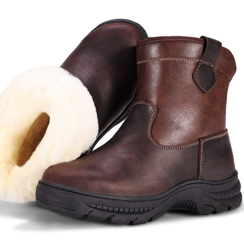 Warm Fur Integrated Wool Boots, Waterproof Non-Slip Platform Cotton Shoes