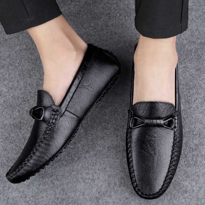 British-Style Slip-On Men's Casual Leather Shoes