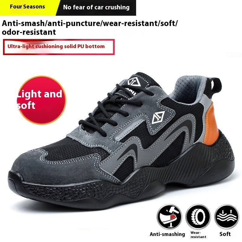 Men's Steel Toe Work Shoes, Lightweight & Durable, Anti-smashing and Anti-penetration