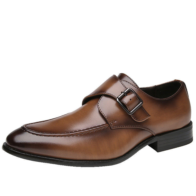 Men's British Style Business Leather Shoes with Buckle – Classic and Elegant