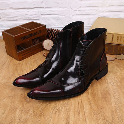 Light Luxury Korean Style Men's Pointed Leather Boots