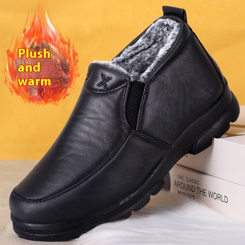 Thick Warm Winter Cotton Boots for Elderly, Made with Polyurethane