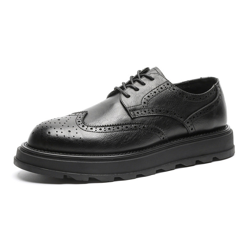 Carved Leather Business Casual Shoes for Commuting