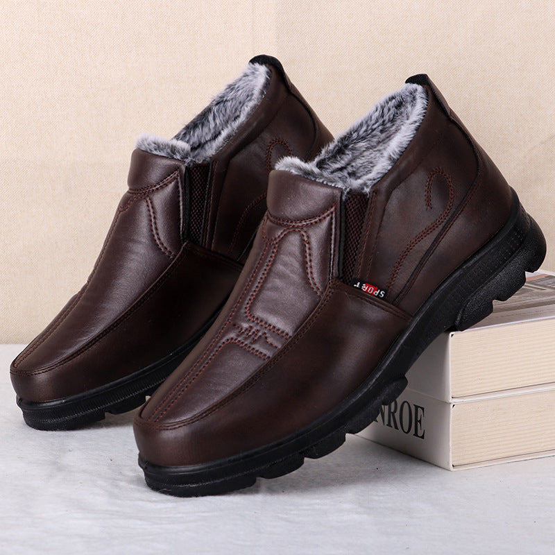 Thick Warm Winter Cotton Boots for Elderly, Made with Polyurethane