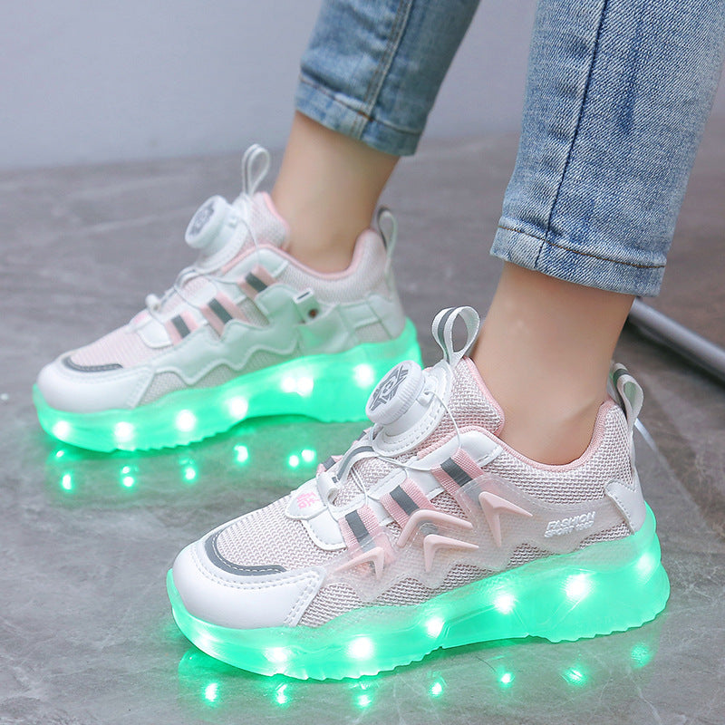 Rotating Button Charging Colorful Light-Up Sports Shoes